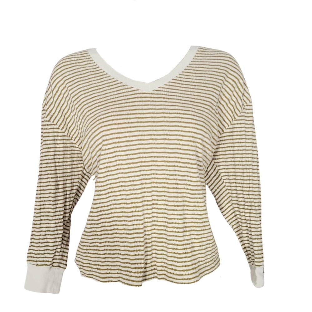 Athroplogie cream green knit v neck sweater size Xs